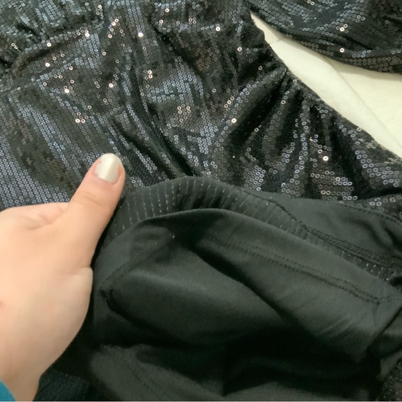 Black Sequin Longsleeve Dress - Picture 2 of 7